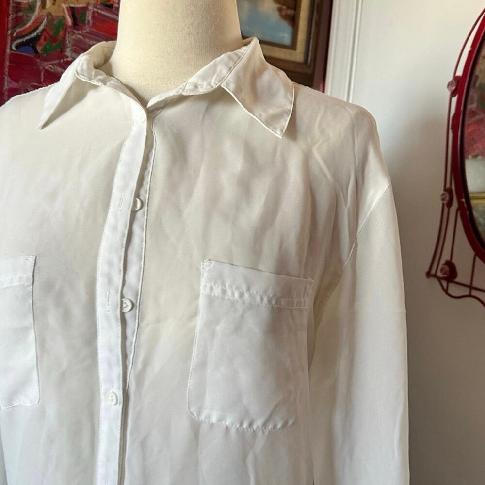 kardashian kollection white mesh button up blouse - Picture 2 of 3